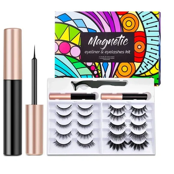 Magnetic Eyelashes w/ Eyeliner Set | 10 Pairs + 2 Liners | Reusable Lashes - Picture 2 of 5